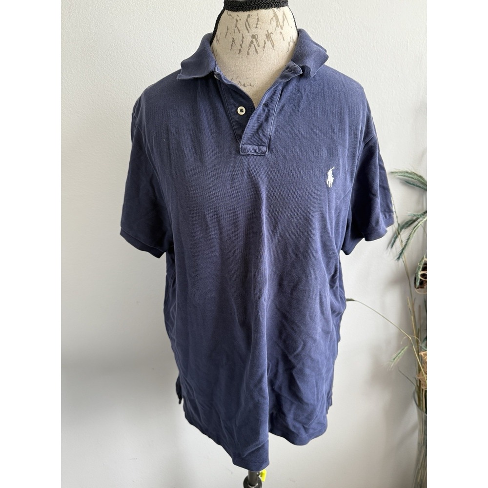 Polo‎ By Ralph Lauren Mens XLarge Collared Purple Short Sleeve Shirt White Pony
